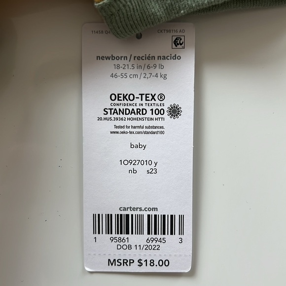 NWT Bundle (2) Carter’s Baby Dinosaur Romper/Bandana Bibs - Picture 6 of 13